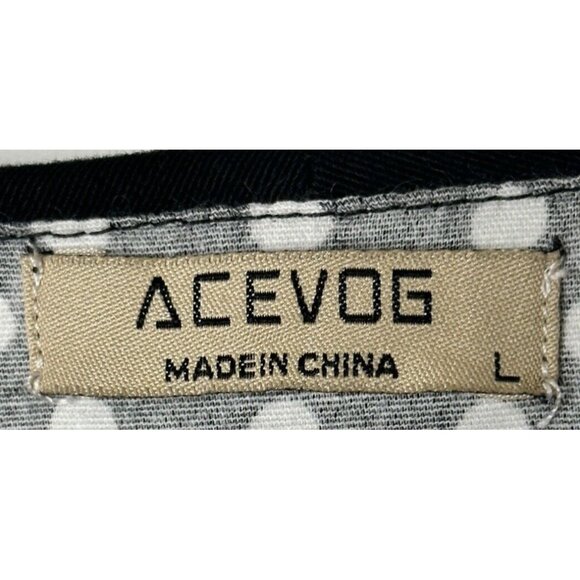 Acevog Womens Dress Retro Polka Dot Swing Cap Sleeve Black White Size Large - Picture 4 of 9